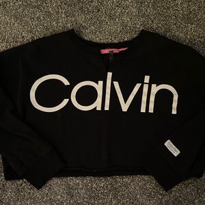 Calvin Klein Black Crewneck Sweater with White 'Calvin' Logo